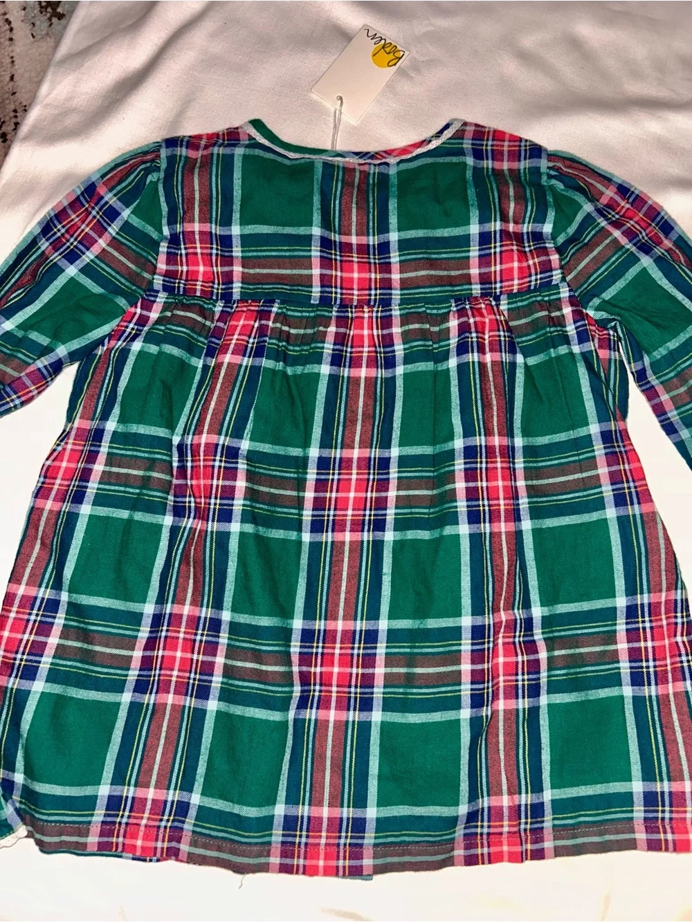 Boden Green, Red & Navy Plaid Button Detail Dress